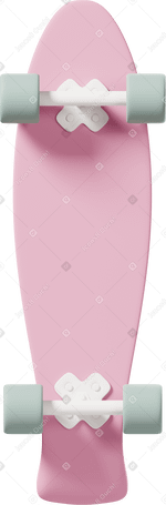 3D Vista dal basso dello skateboard rosa PNG, SVG