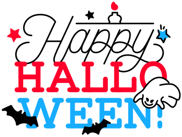 Lettering Happy Halloween with ghost and bats text PNG, SVG