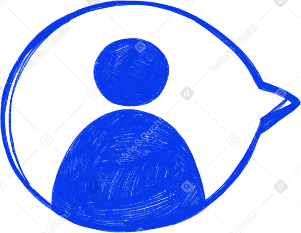 bubble with a blue human badge inside Illustration in PNG, SVG
