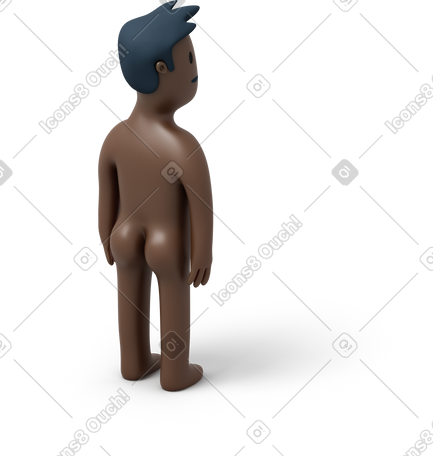 3D 裸体黑人后视图 PNG, SVG