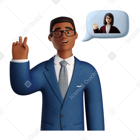 3D Businessman greeting a partner at the meeting Illustration in PNG, SVG