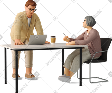 Two people working on a project together PNG, SVG