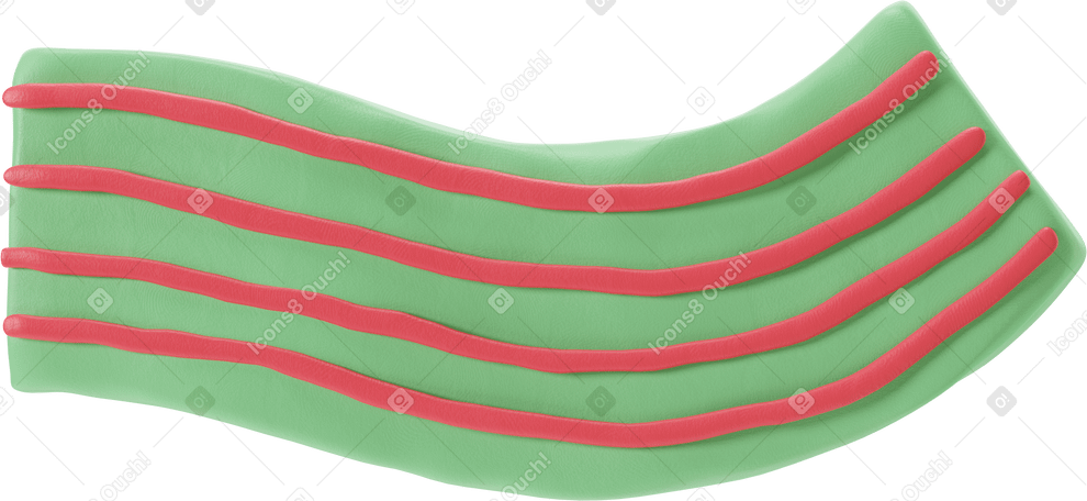 3D Рука в зеленой ткани с красными полосками в PNG, SVG