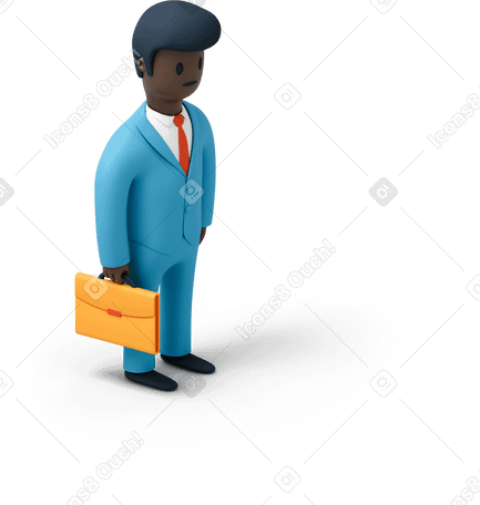 3D Office worker wearing a suit and holding a briefcase PNG, SVG