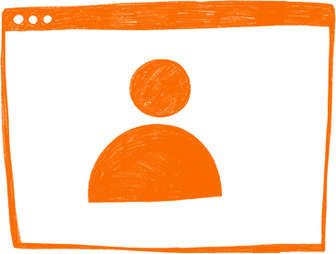 ユーザーアイコンが表示されたオレンジ色のブラウザウィンドウ PNG、SVG