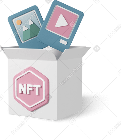 3D nft drop box Illustration in PNG, SVG