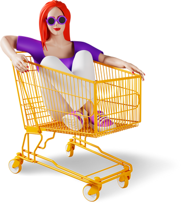 woman in sunglasses in shopping cart PNG, SVG