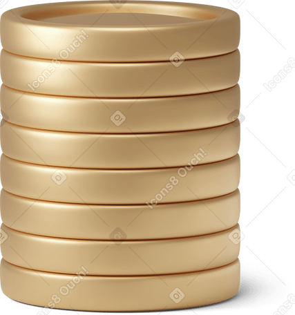 3D pile of eight golden coins PNG, SVG