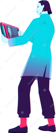 doctor holding a tablet to scan PNG, SVG
