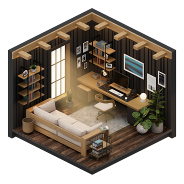Isometric home office room PNG, SVG