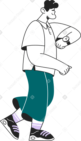 man looking at his watch Illustration in PNG, SVG