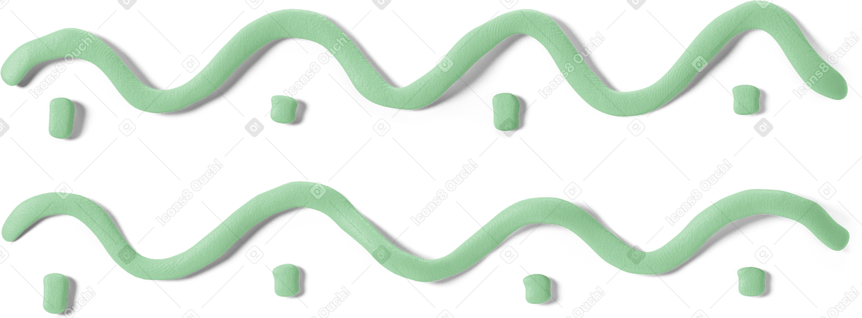 3D Lignes ondulées vert clair avec des points PNG, SVG