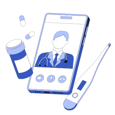 Online doctor’s consultation or telemedicine animated illustration in GIF, Lottie (JSON), AE