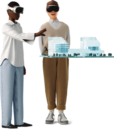 people watching a mockup with vr-glasses PNG, SVG
