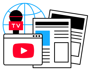 News media with tv journalism and newspapers PNG, SVG