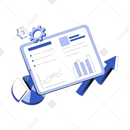 Business analytics on tablet screen Illustration in PNG, SVG