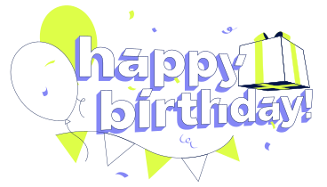 С днем рождения с воздушными шарами, подарочной коробкой и гирляндой на день рождения в PNG, SVG