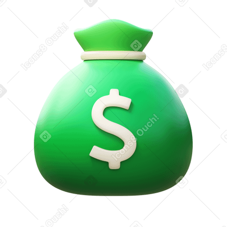 3D Dollar Money Bag Illustration In PNG, SVG