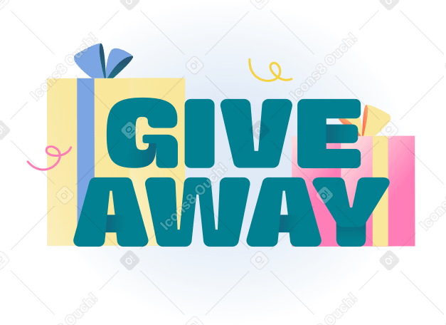 Lettering Giveaway with gift boxes text PNG, SVG