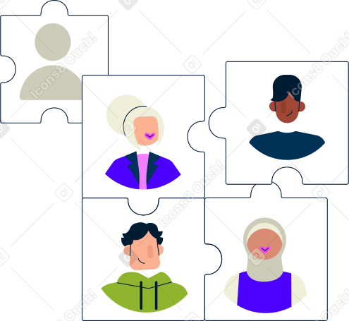 team members on puzzle pieces PNG, SVG