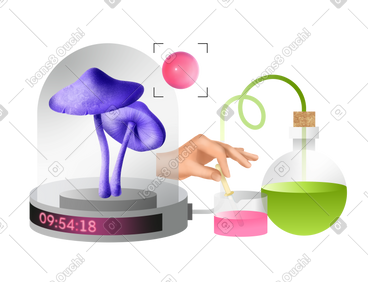 实验室实验用科学烧瓶和蘑菇 PNG, SVG