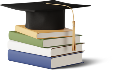 graduation cap lying on pile of books PNG, SVG
