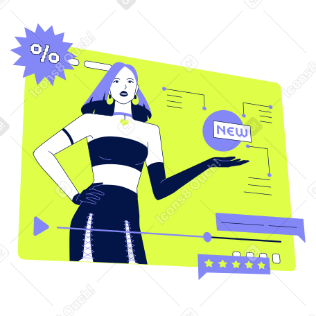 Woman presenting a new product in a video advertisement PNG, SVG