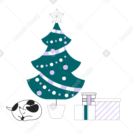 Christmas gifts under the tree Illustration in PNG, SVG