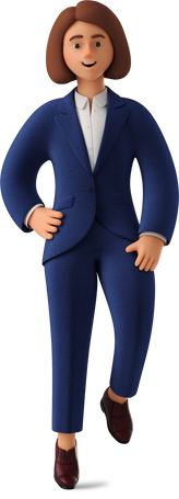 3D sitting businesswoman in blue suit PNG, SVG
