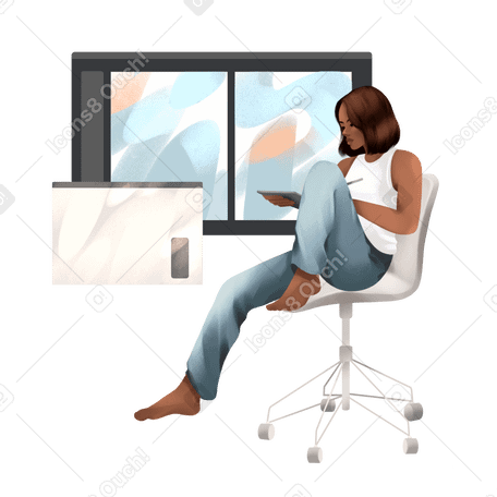 Female graphic designer at work Illustration in PNG, SVG