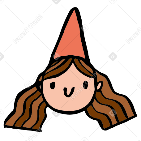 girl in conical cap Illustration in PNG, SVG