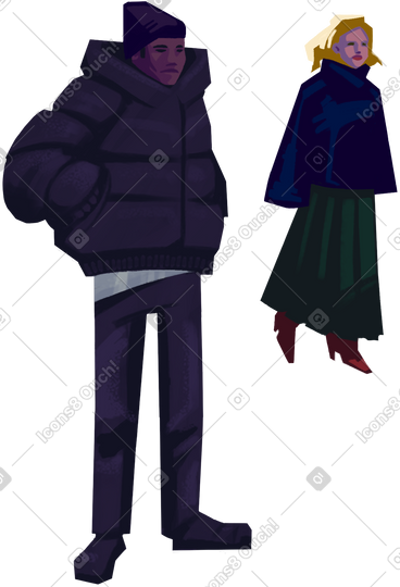 Standing people in winter outwear PNG, SVG