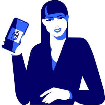 La chica sostiene un teléfono inteligente con una imagen nft en la pantalla PNG, SVG