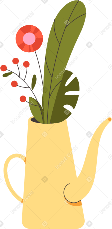 flowers in a watering can Illustration in PNG, SVG