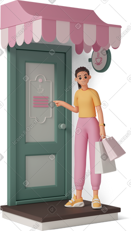 3D 客人进入咖啡店 PNG, SVG