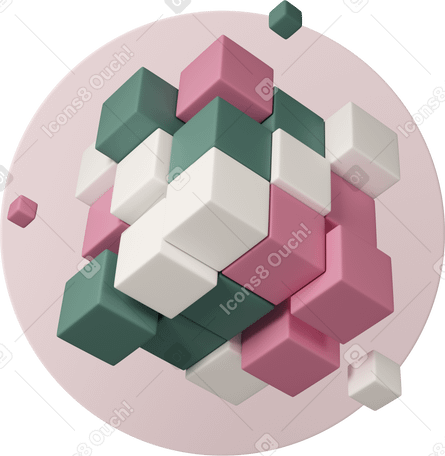 3D 正方形のブロックで作られた立方体 PNG、SVG