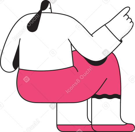 sitting girl pointing to something Illustration in PNG, SVG