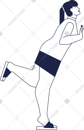 woman stands on one leg on tiptoe PNG, SVG