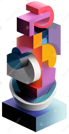 3D abstract geometrical plastic stack PNG, SVG