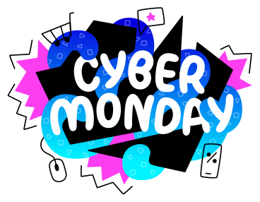 Cyber monday lettering colorful with doodles PNG, SVG