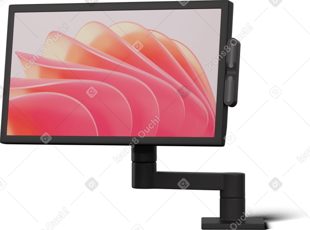 3D graphic tablet on monitor bracket PNG, SVG
