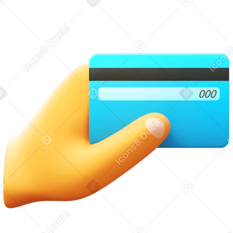 3D hand holding credit card Illustration in PNG, SVG