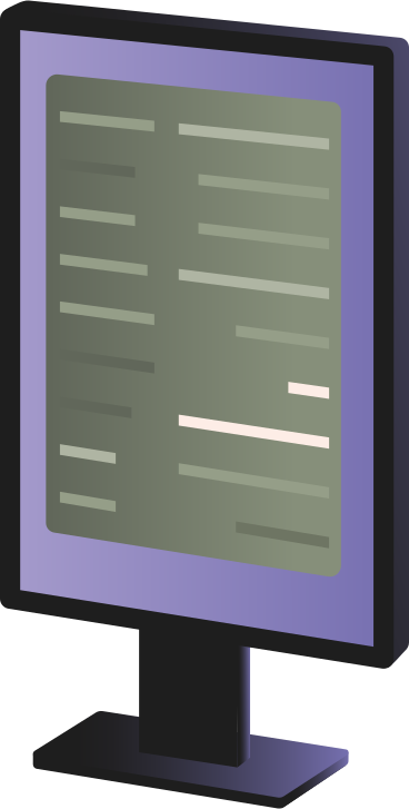 Vertical monitor for coding PNG, SVG