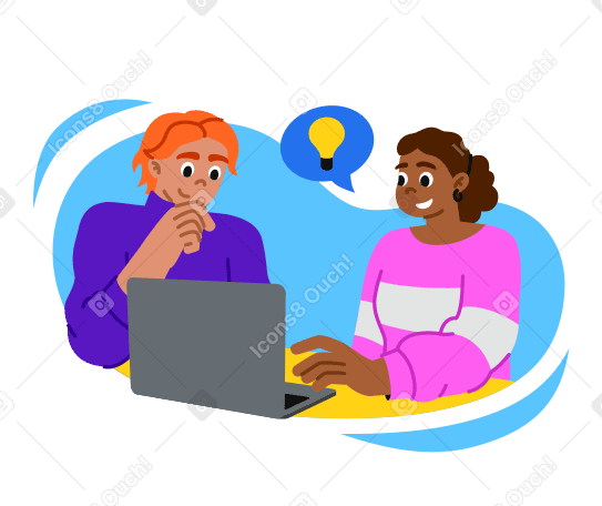 Man and a woman discussing an idea PNG, SVG
