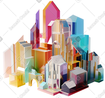 Abstract colorful sculpture of a city PNG, SVG