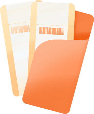 plane tickets in orange tones PNG, SVG