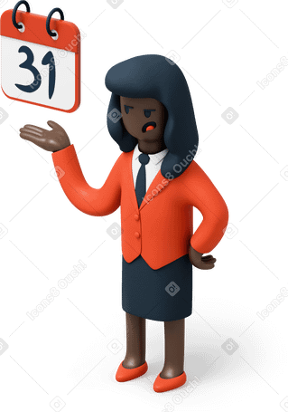 3D businesswoman with a calendar PNG, SVG