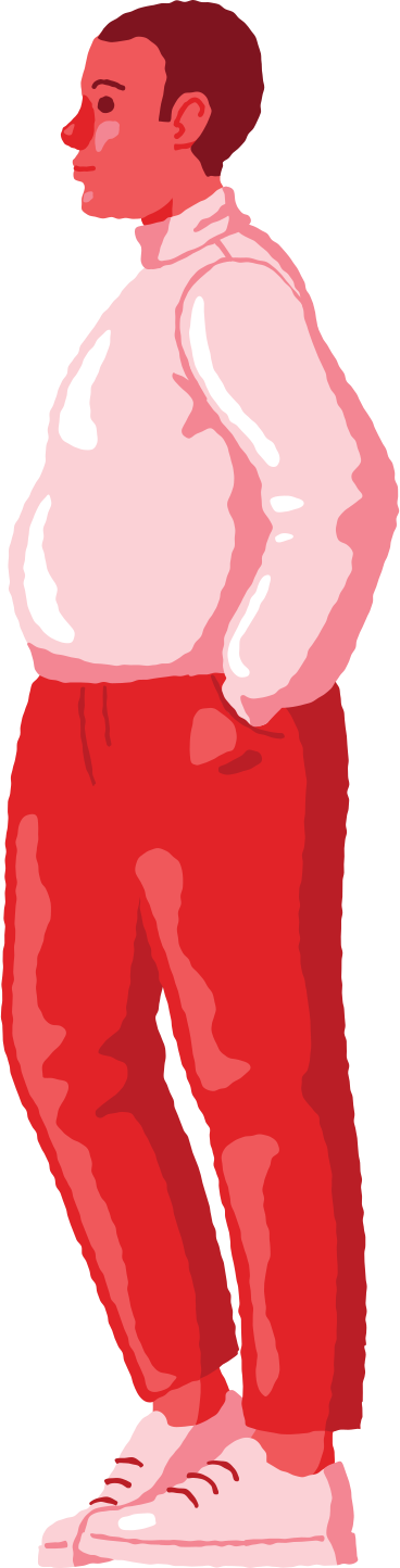 Пухлый мужчина, стоящий, вид сбоку в PNG, SVG