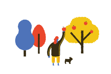 Walk in the garden with dog  PNG, SVG