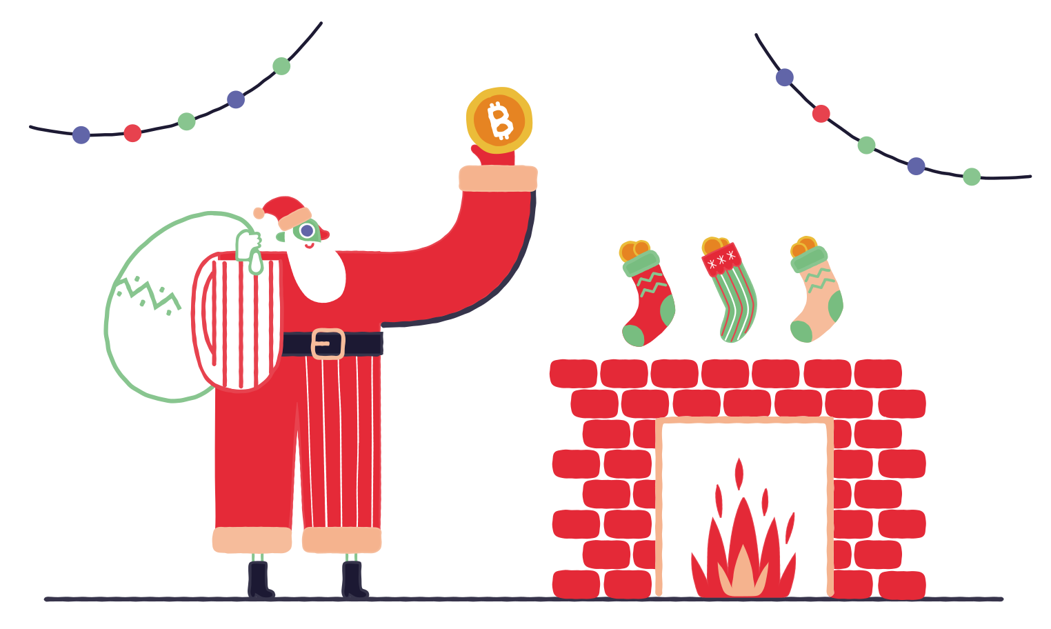 Christmas Bitcoins Illustration in PNG, SVG